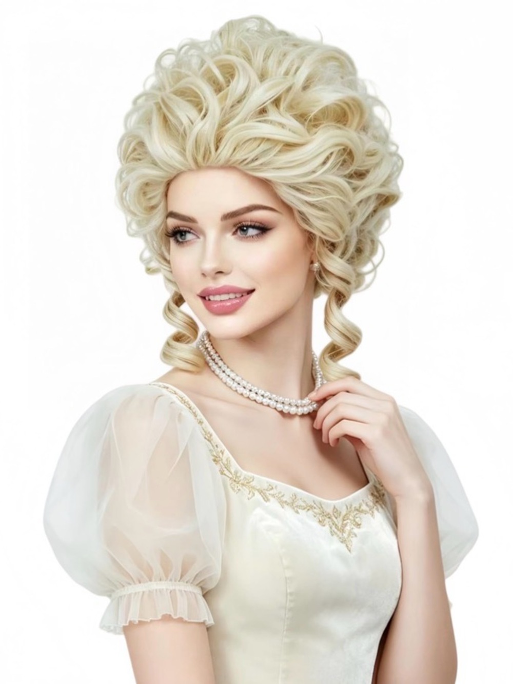 Blonde Colonial Vintage Curly Updo Women’s Wig Victorian